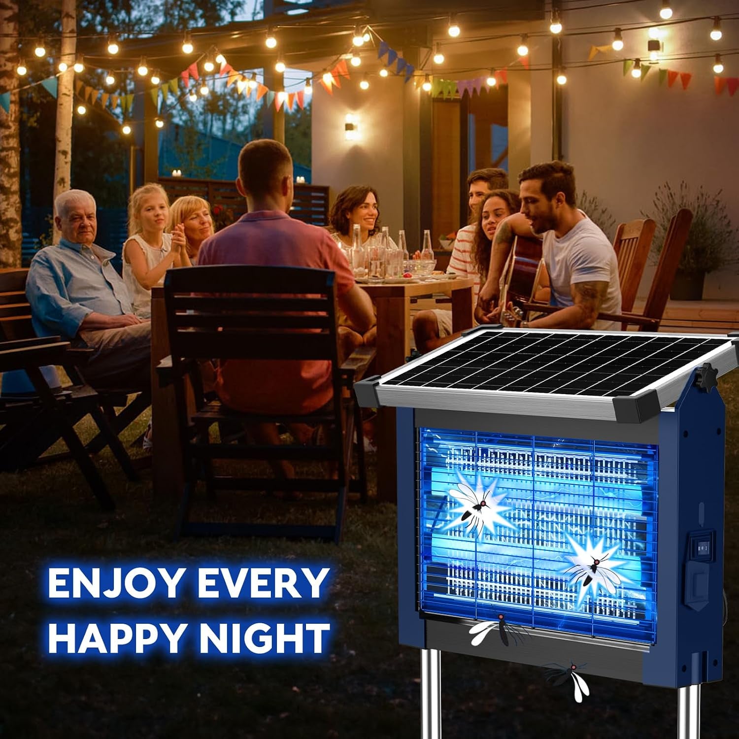 Solar Bug Zapper Outdoor,  Mosquito Zapper 4500V, Waterproof Portable Fly Zapper, Rechargeable Electric Mosquito Killer, Cordless Fly Insect Mosquitos Trap for Patio Yard Camping Bbq(Blue)